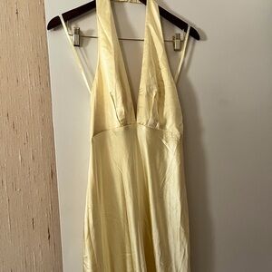 BNWT Butter Yellow Saints & Secrets Halter maxi dress